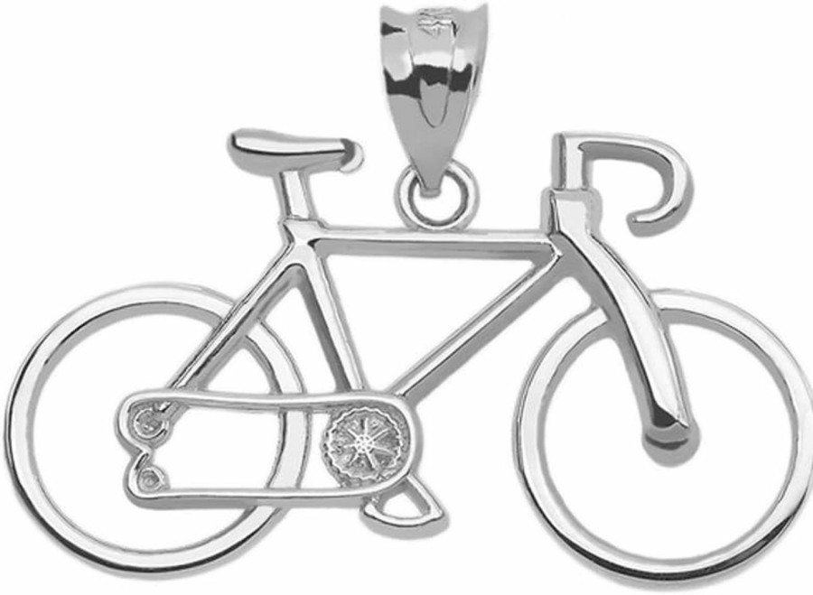 Clearance Claddagh Gold Sports Charms 925 Sterling Silver Bicycle Bike Pendant Necklace With Rolo Chain And Pendant Only