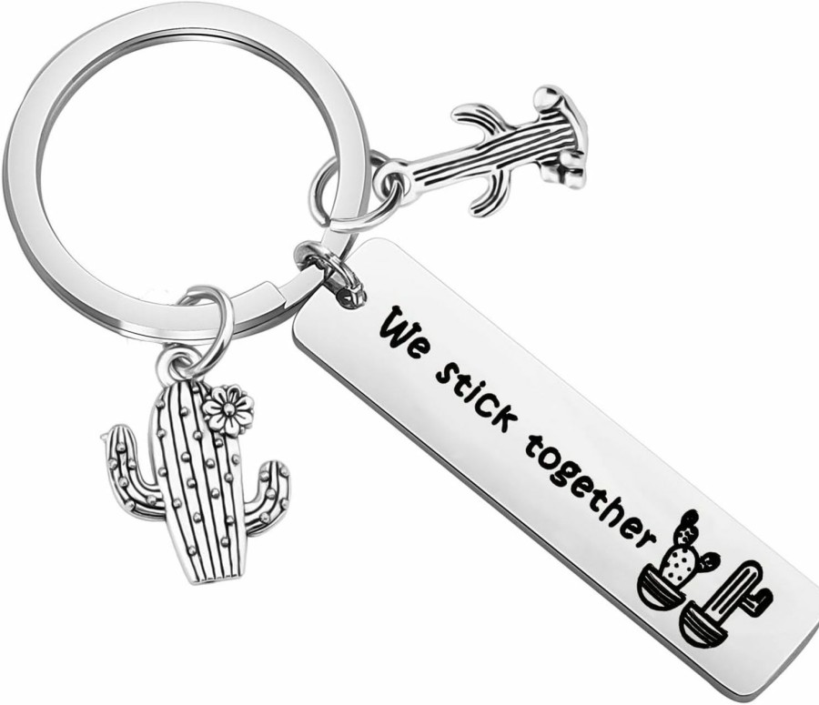 Hot bobauna Bobauna Cactus Keychain We Stick Together Empowerment Appreciation Jewelry Gift For Succulents Lover Teacher Friend