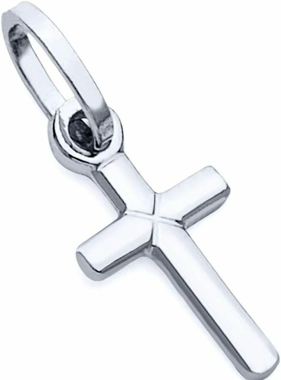 New The World Jewelry Center The World Jewelry Center 14K Real Yellow Or White Gold Tiny Latin Style Cross Charm Pendant