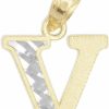 Online Ice on Fire Jewelry 10K Real Solid Gold Two Tone Initial Pendant With Diamond Cut Finish, Available In Different Letters Personalized Letter Jewelry Gifts For Her (V)