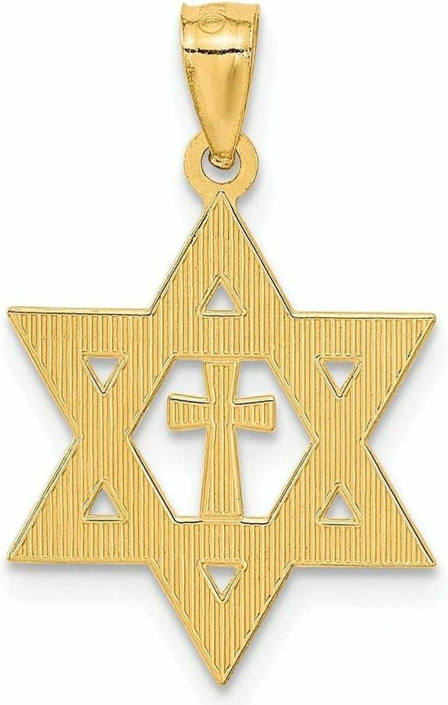 New Diamond2Deal Diamond2Deal 14K Yellow Gold Star Of David Cross Pendant For Women (L- 26 Mm W- 16 Mm)