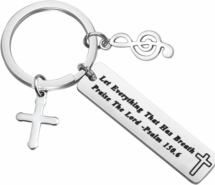 New FEELMEM Feelmem Music Lover Gift Let Everything That Has Breath Praise Keychain