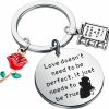 Online FOTAP Fotap Love Doesn'T Need To Be Perfect It Just Needs To Be True Keychain Belle Gift Movie Fans Gift Themed Gifts