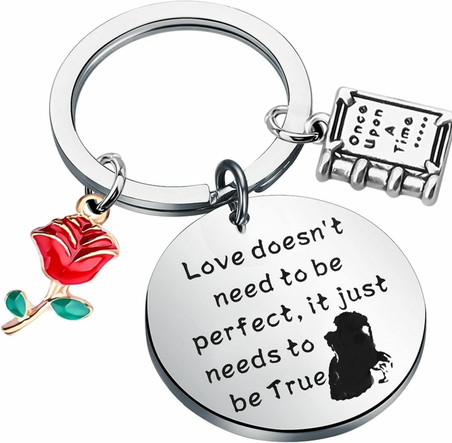 Online FOTAP Fotap Love Doesn'T Need To Be Perfect It Just Needs To Be True Keychain Belle Gift Movie Fans Gift Themed Gifts