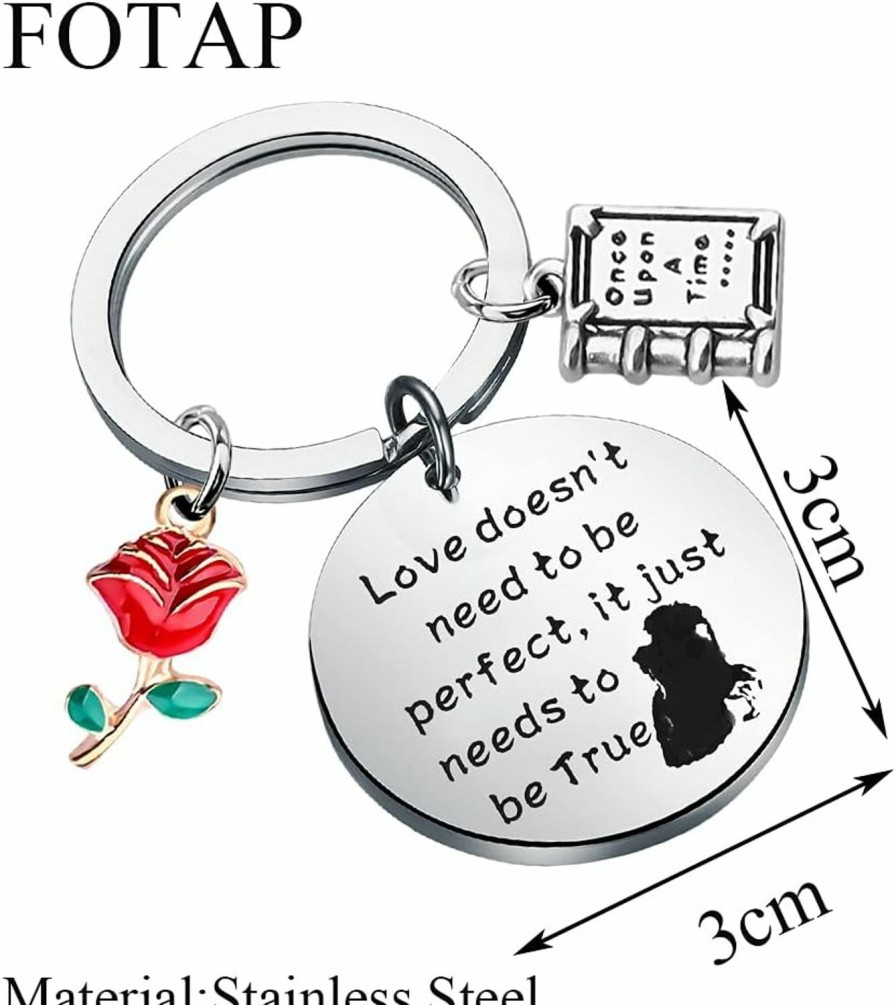 Online FOTAP Fotap Love Doesn'T Need To Be Perfect It Just Needs To Be True Keychain Belle Gift Movie Fans Gift Themed Gifts