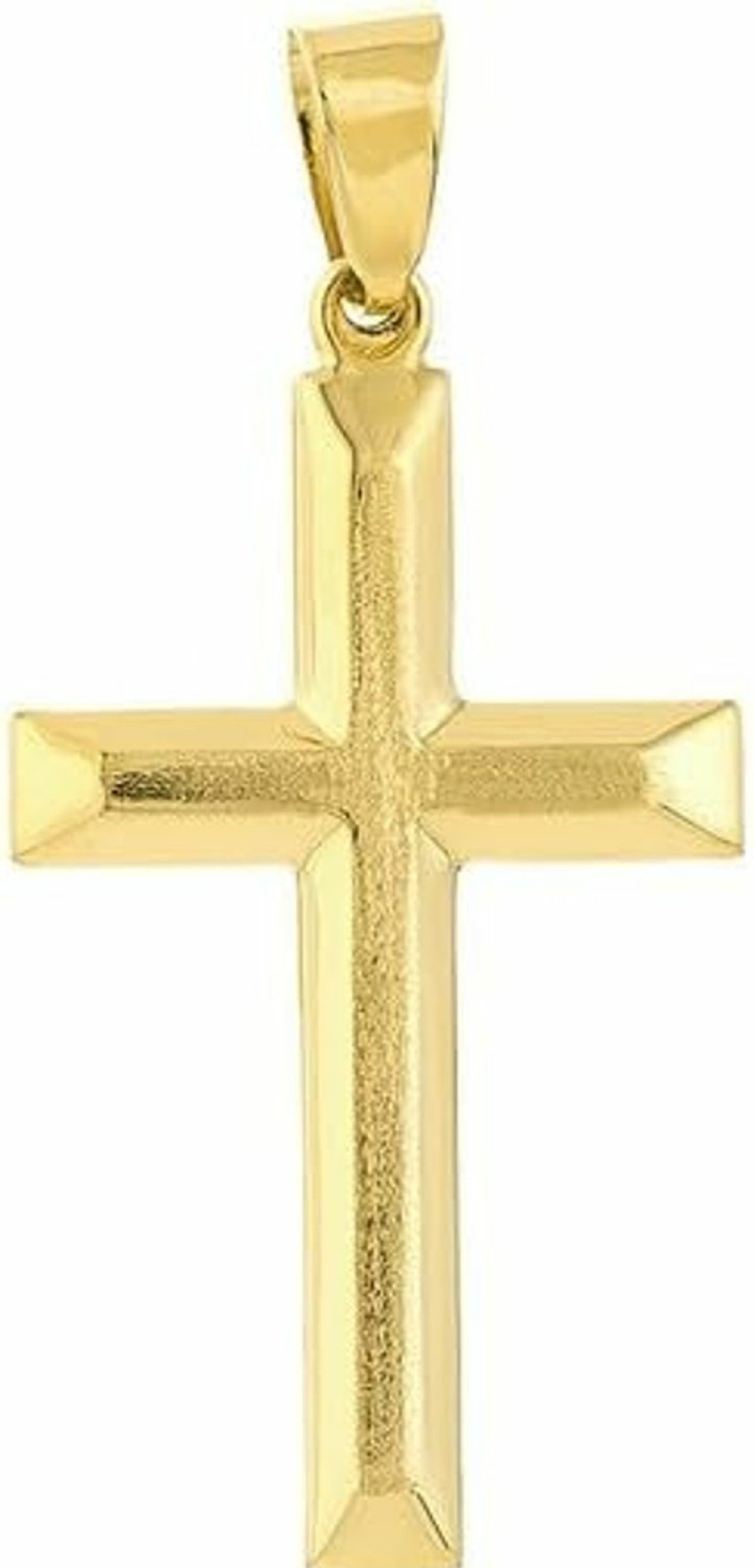 Online JEWELHEART Jewelheart 14K Real Gold Cross Pendant For Men - Classic Beveled Edge Cross Pendant Charm - Religious 14K Yellow Gold Jewelry For Women