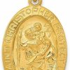 Hot Diamond2Deal Diamond2Deal 925 Sterling Silver 24K Gold-Plated Saint Christopher Medal Pendant Fine Jewelry For Women (L- 25 Mm W- 17 Mm)