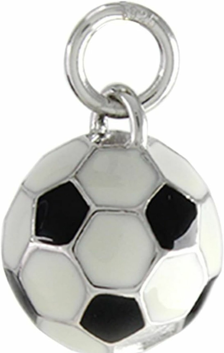 Best AFFY Affy Black & White Enamel 3D Soccer Ball Charm Pendant In White Gold Over Sterling Silver