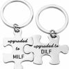 New MAOFAED Maofaed New Mom New Dad Gift Couple Gift New Parent Gift Ungraded To Dilf Ungraded To Milf Keychain Pregnancy Gift