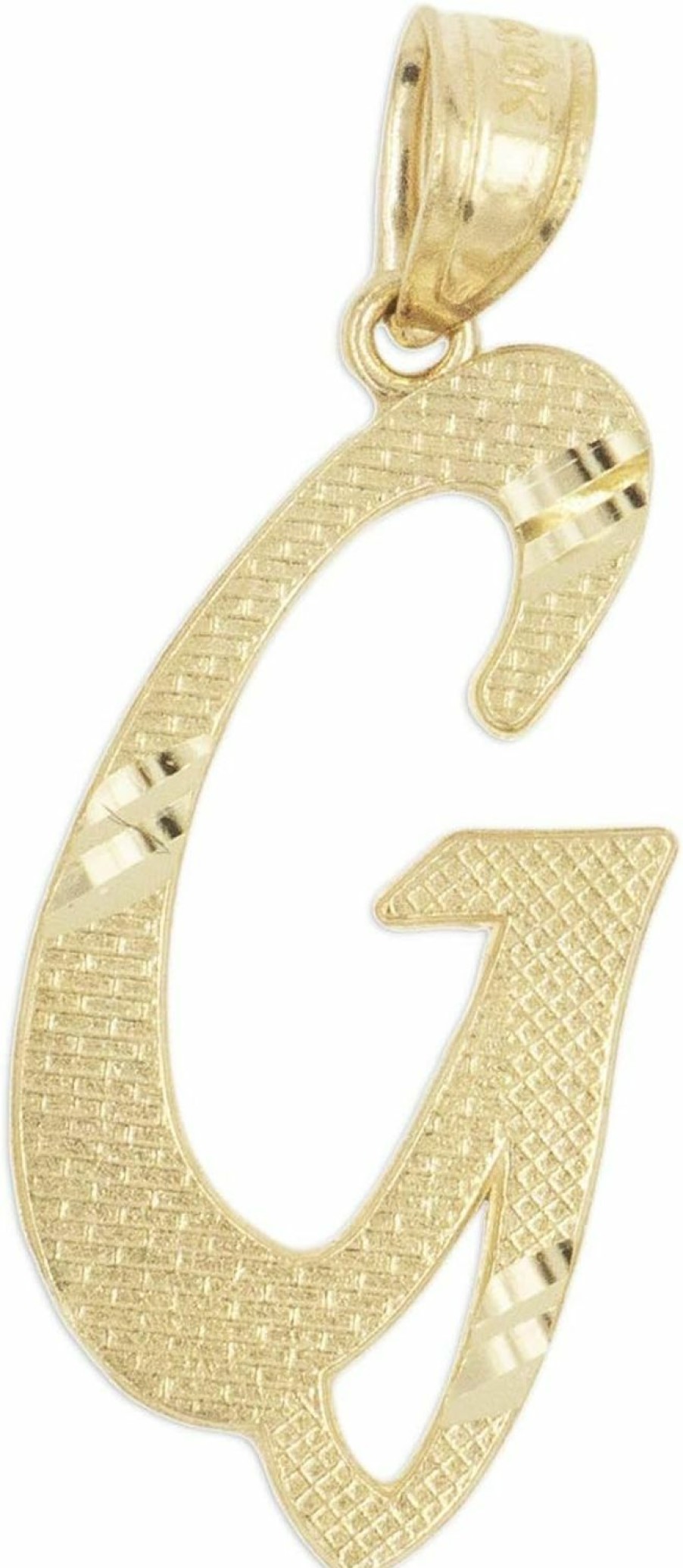 Online Ice on Fire Jewelry Ice On Fire Jewelry 14K Solid Real Gold Cursive Initial Pendant, English Alpahbet A-Z Letter Charm With Diamond Cut (G)