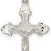 Best Diamond2Deal Diamond2Deal 925 Sterling Silver Diamond-Cut Crucifix Pendant Fine Jewelry For Women (L- 51 Mm W- 22 Mm)