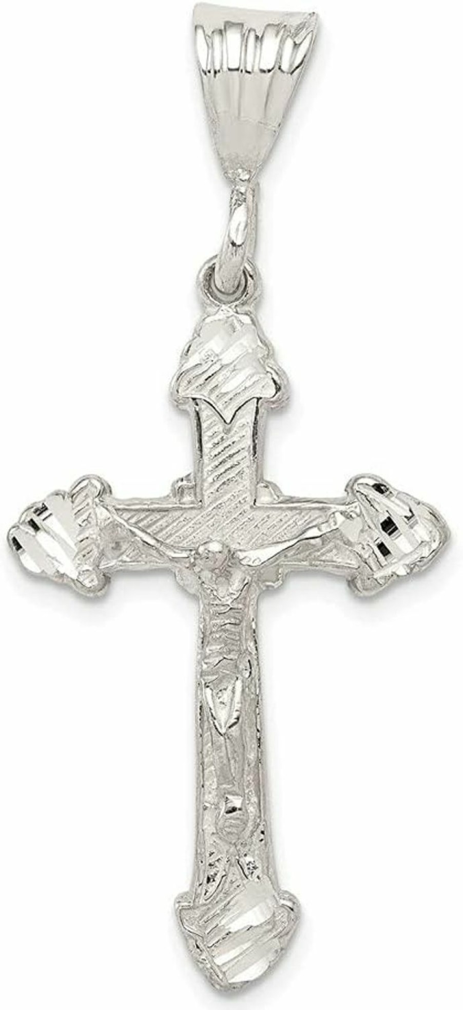 Best Diamond2Deal Diamond2Deal 925 Sterling Silver Diamond-Cut Crucifix Pendant Fine Jewelry For Women (L- 51 Mm W- 22 Mm)