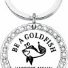 Hot RLJWUNB Rljwunb Goldfish Gift Be A Goldfish Happiest Animal On Earth Keychain Tv Show Gifts Ted Lasso Inspire Gift For He Her