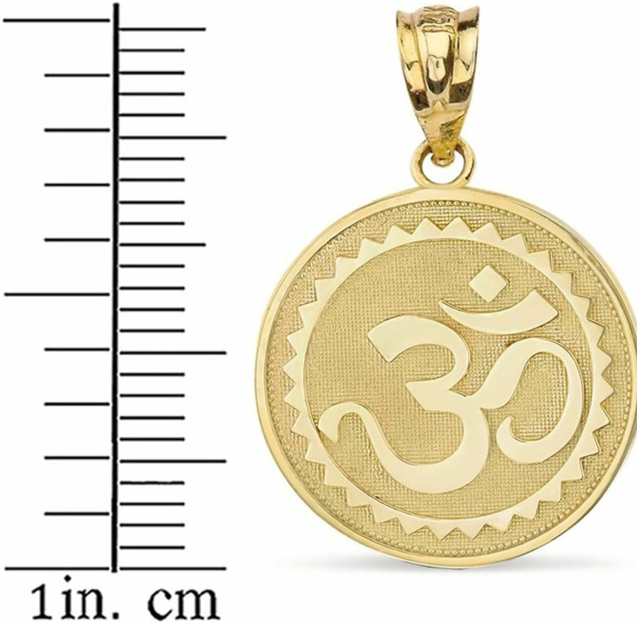 Hot Claddagh Gold Solid 14K Yellow Gold Hindu Meditation Yoga Charm (Aum) Om Disc Pendant