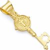 New The World Jewelry Center 14K Real Yellow Gold Religious Key Saint Benito Charm Pendant