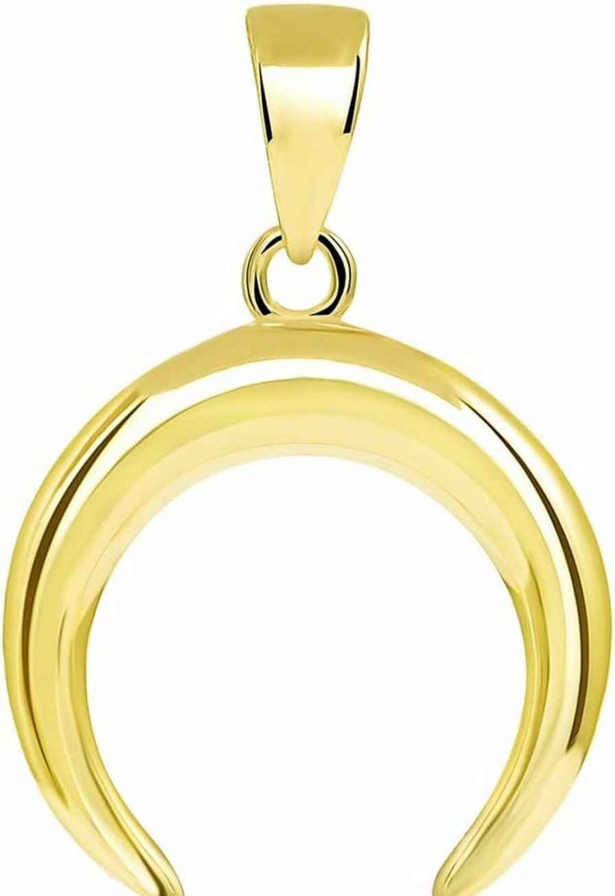 Clearance Jewelry America Jewelry America 14K Yellow Gold Double Horn Crescent Moon Pendant With High Polish