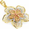 Hot The World Jewelry Center 14K Real Tri Color Gold Filigree Flower Charm Pendant (Size : 26 X 23 Mm)