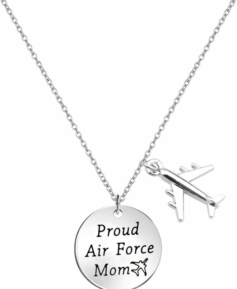 Clearance LQRI Lqri Airforce Mom Gift Proud Air Force Mom Necklace Airplane Charm Military Deployment Gift Necklace For Mother