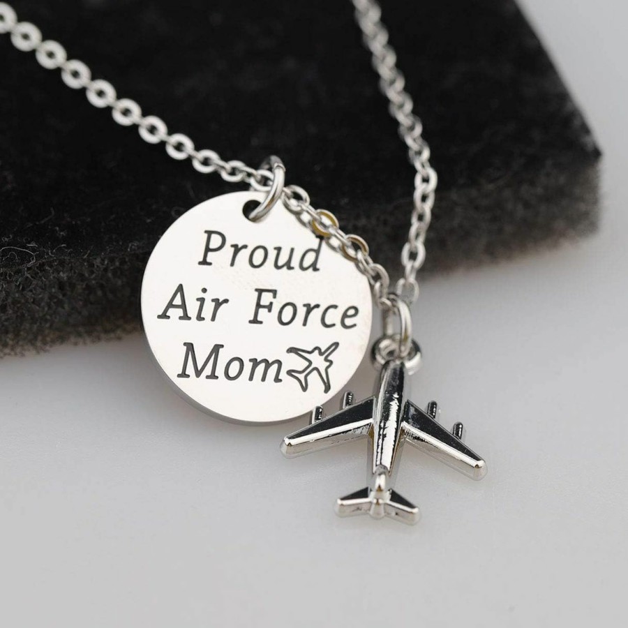 Clearance LQRI Lqri Airforce Mom Gift Proud Air Force Mom Necklace Airplane Charm Military Deployment Gift Necklace For Mother