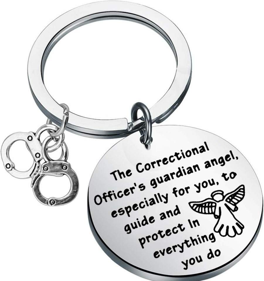 Wholesale FEELMEM Feelmem Correctional Officer Prayer Jewelry A Correctional Officer'S Guardian Angel Keychain Gift For Jailer Prison