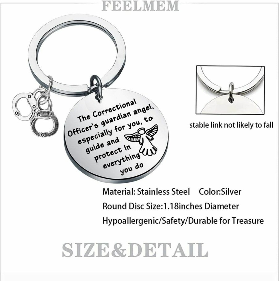 Wholesale FEELMEM Feelmem Correctional Officer Prayer Jewelry A Correctional Officer'S Guardian Angel Keychain Gift For Jailer Prison