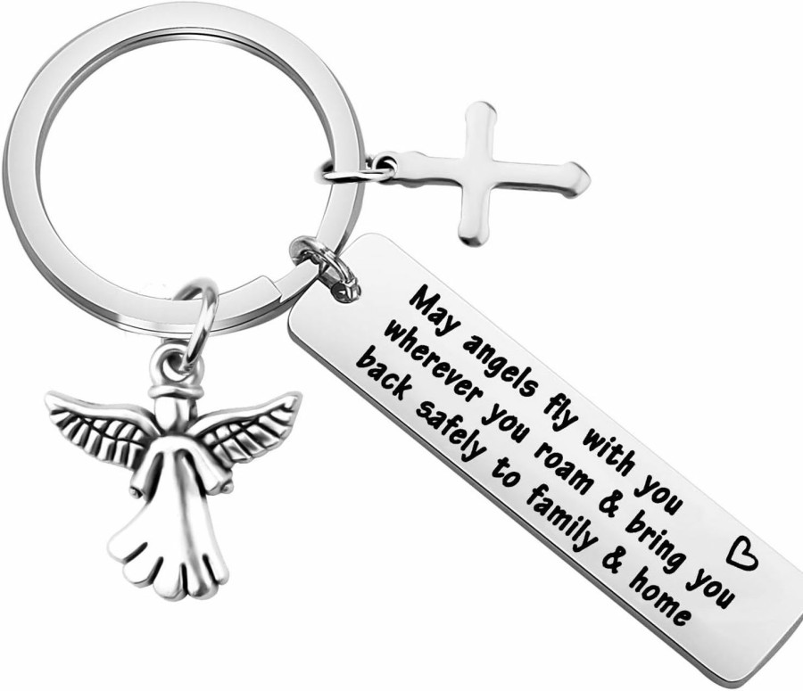 New MYOSPARK Myospark Travel Prayer Keychain May Angels Fly With You Wherever You Roam Traveller Gift