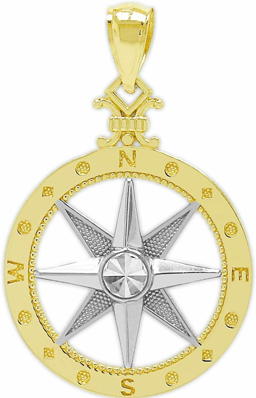 Online CA CHARMAMERICA Charm America - Gold Two-Tone Compass Charm - 10 Karat Solid Gold - Nautical Jewelry Pendant