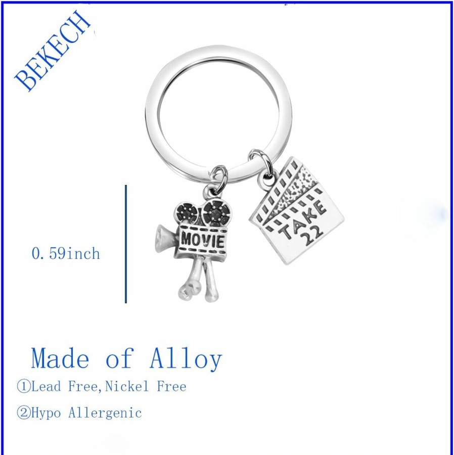 Online BEKECH Bekech Movie Camera Keychain I Love Movie Jewelry Film Keyring Gift For Film Director Film Student Gift Filmmaker Gift