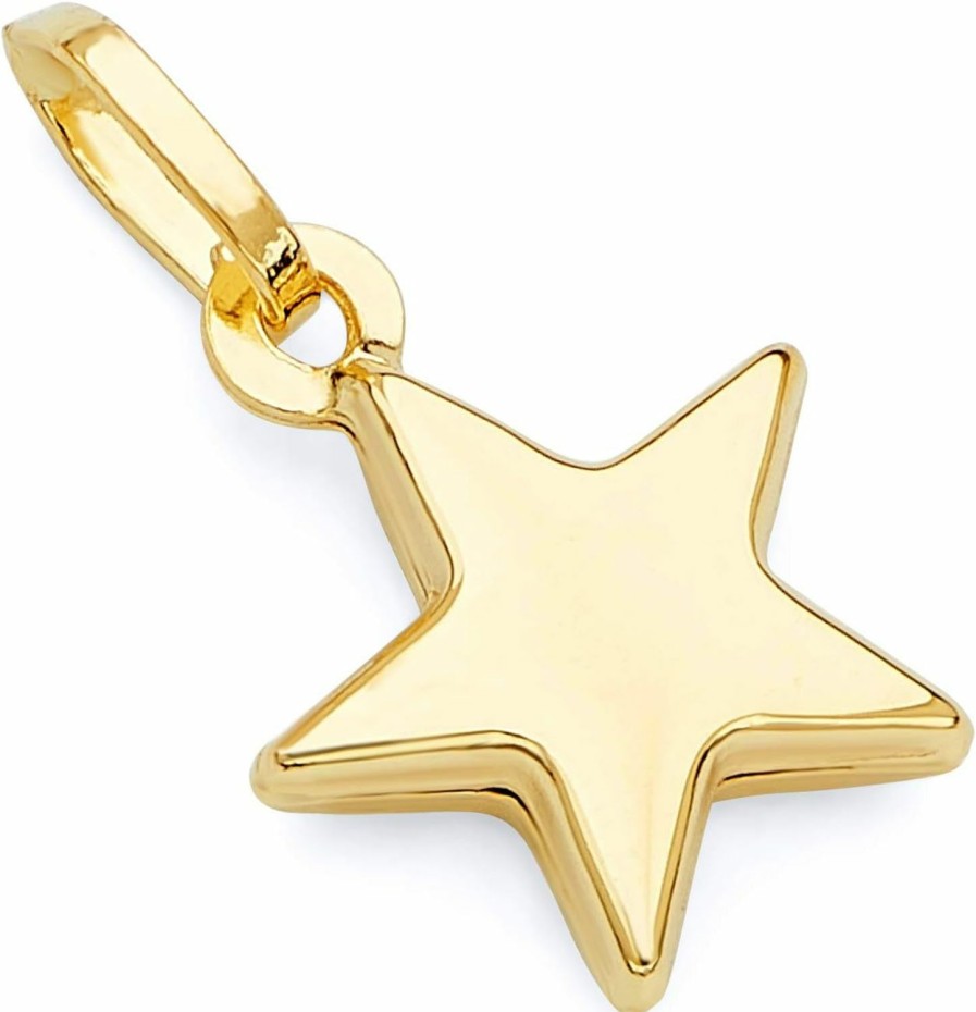 Online The World Jewelry Center 14K Real Yellow Gold Star Charm Pendant