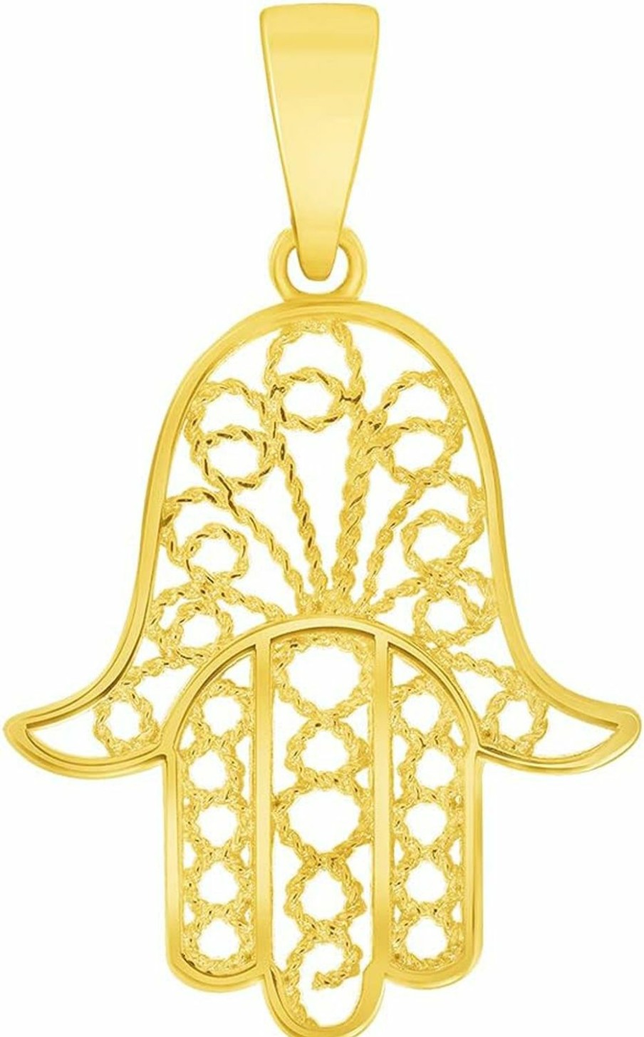 Hot Jewelry America Jewelry America Solid 14K Yellow Gold Filigree Hamsa Hand Of Fatima Pendant