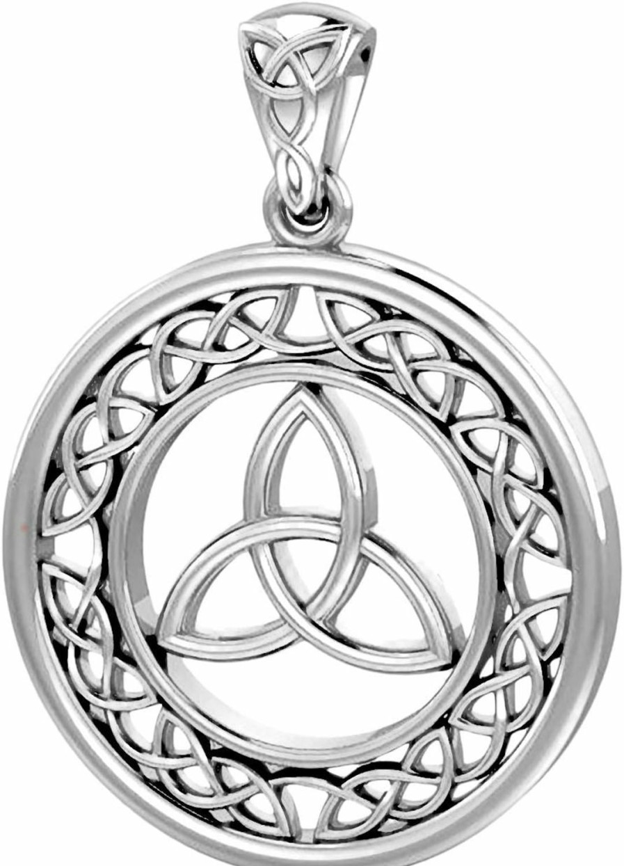 Best US Jewels New Round 925 Sterling Silver Irish Celtic Trinity Love Knot Pendant. 24.5Mm