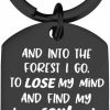 Best PLITI Wanderlust Keychain And Into The Forest I Go To Lose My Mind And Find My Soul Nature Lover Gift (Into The Forest Black)