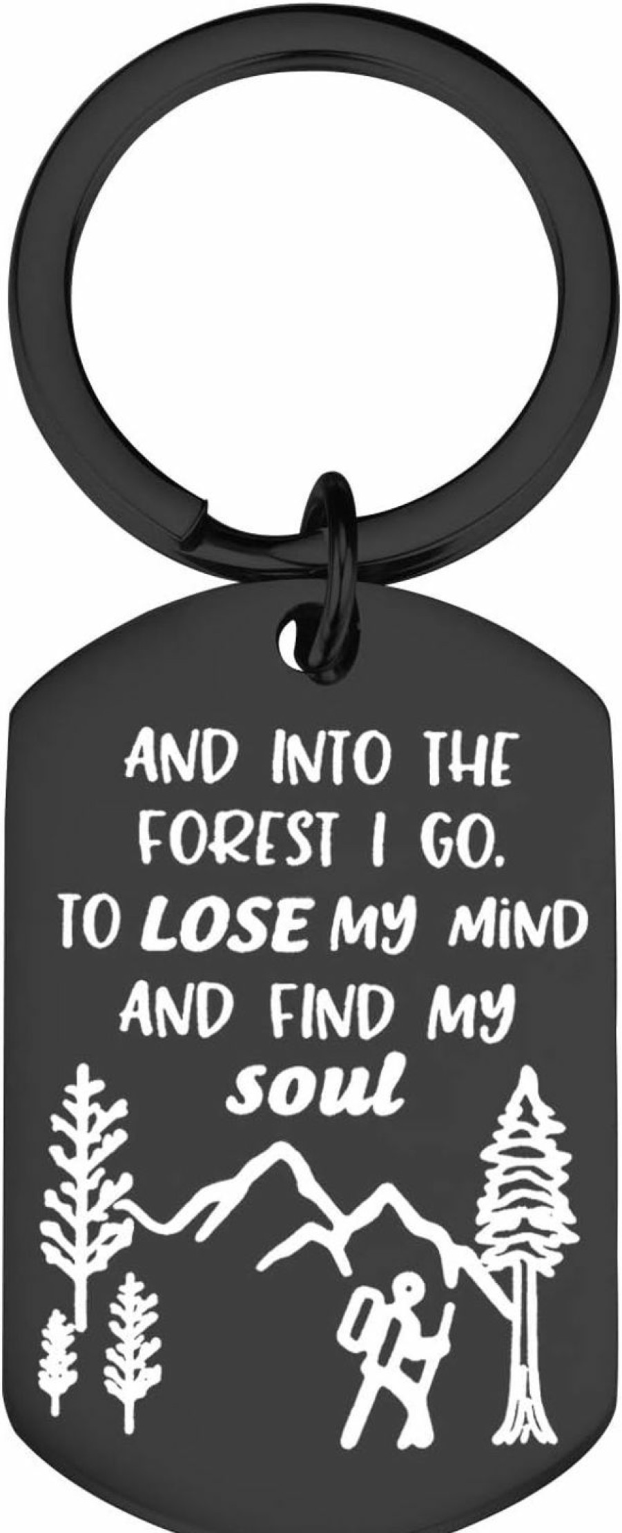 Best PLITI Wanderlust Keychain And Into The Forest I Go To Lose My Mind And Find My Soul Nature Lover Gift (Into The Forest Black)