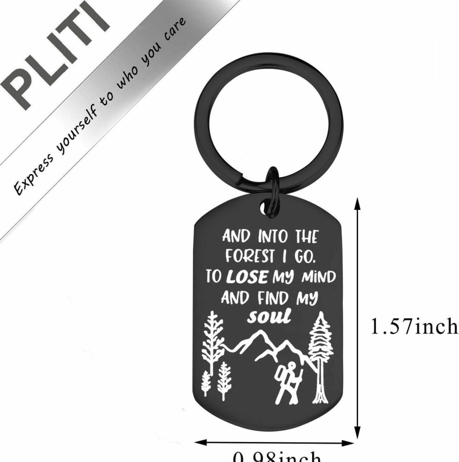 Best PLITI Wanderlust Keychain And Into The Forest I Go To Lose My Mind And Find My Soul Nature Lover Gift (Into The Forest Black)