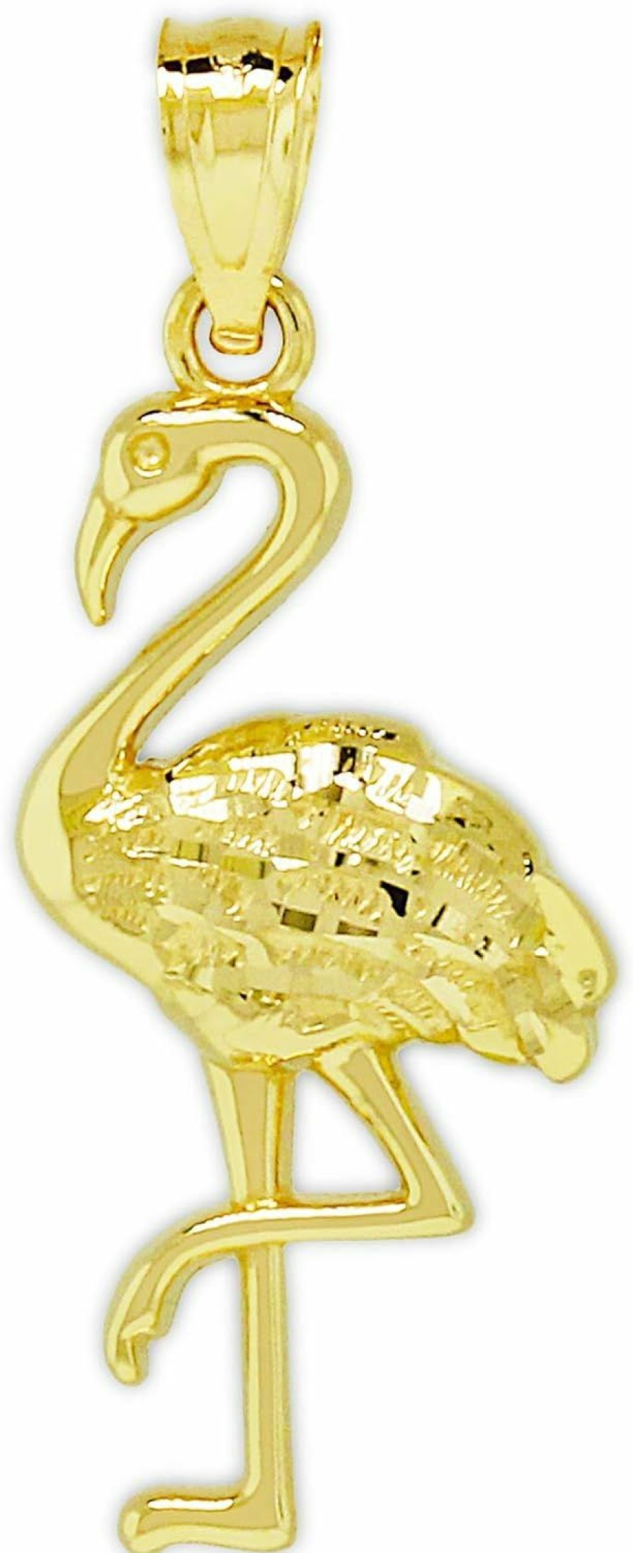 Clearance CA CHARMAMERICA Charm America - Gold Flamingo Charm - 10 Karat Solid Gold