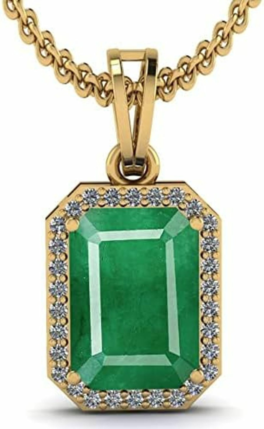 Hot LMDPRAJAPATIS Lmdprajapatis Natural Lab Certified Original 5.50 Carat Colombian Emerald Panna Jwelery Pendant For 22K Gold Plated Everywear