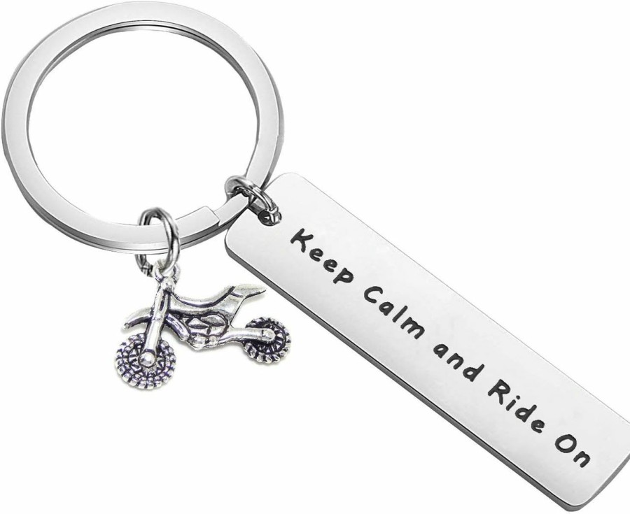 Clearance PLITI Pliti Dirt Bike Rider Gifts Dirt Bike Boyfriend Keyring Keep Calm And Ride On Dirtbike Rider Keychains