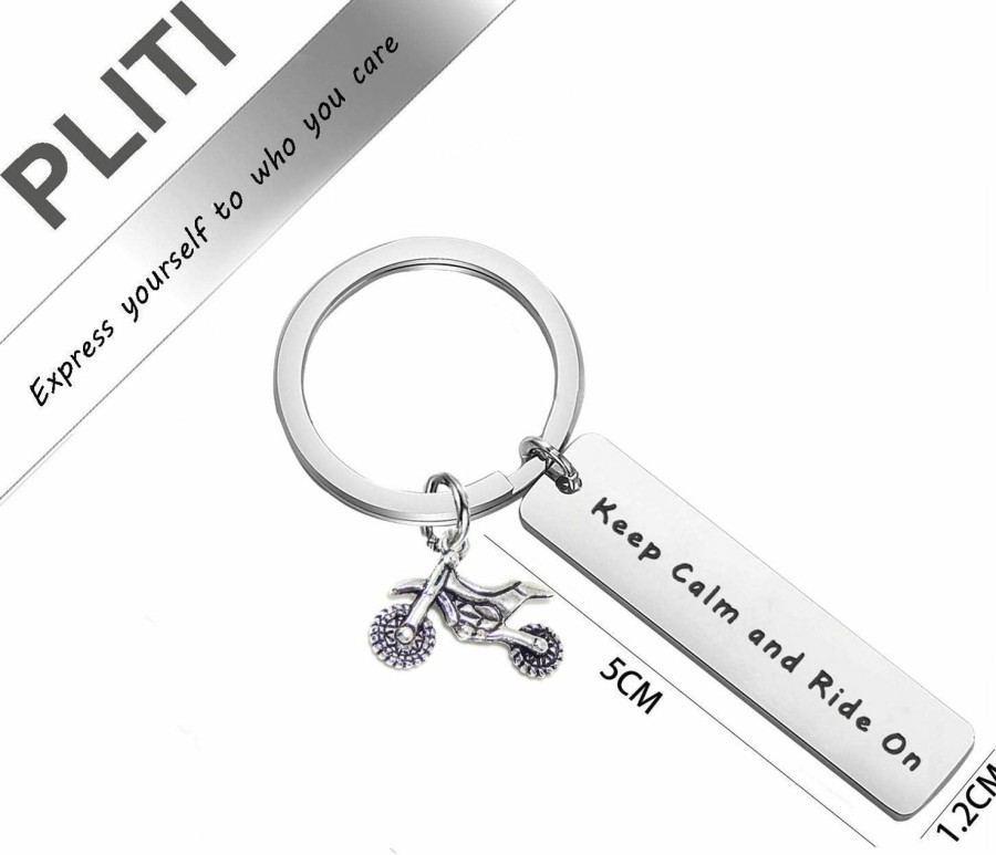 Clearance PLITI Pliti Dirt Bike Rider Gifts Dirt Bike Boyfriend Keyring Keep Calm And Ride On Dirtbike Rider Keychains