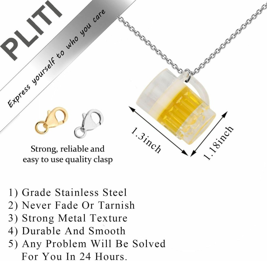 Hot PLITI Pliti Funny Beer Mug Necklace Beer Drinker Gift Craft Beer Lover Gift Bartender Gift Miniature Beer Pendant (Beer Mug Nec)