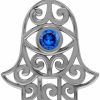 Online Silvershake Silvershake Created Blue Sapphire 925 Sterling Silver Evil Eye On Hamsa Hand Pendant September Gemstone Birthstone