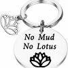 Online BEKECH Bekech Inspirational Yoga Keychain No Mud No Lotus Keychain Lotus Flower Yoga Jewelry Yogi Gift Yoga Lover Gift