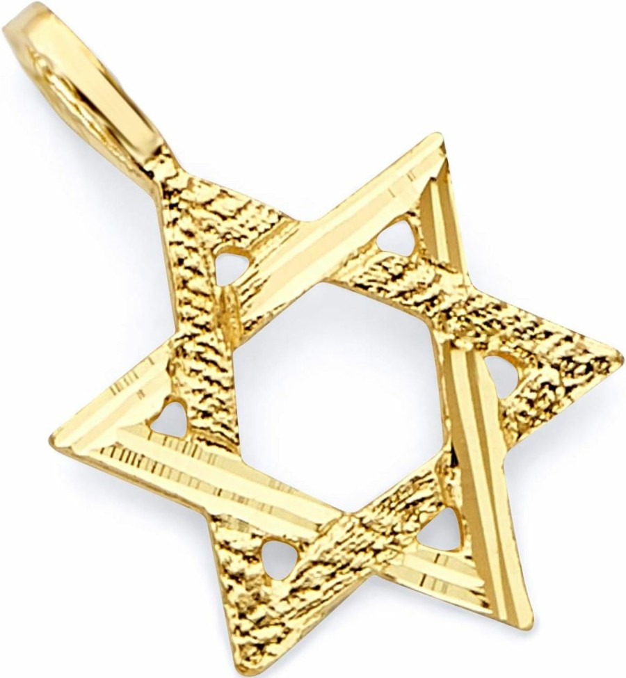 Online The World Jewelry Center 14K Real Yellow Gold Star Of David Charm Pendant