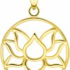 New Jewelry America Jewelry America 14K Yellow Gold Round Lotus Charm Padma Flower Pendant