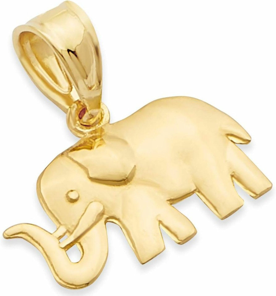 Clearance The World Jewelry Center 14K Real Yellow Gold Elephant Charm Pendant