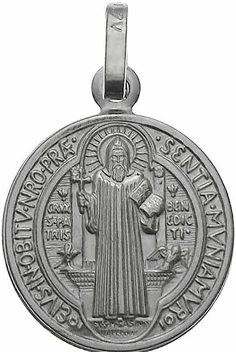 Online D Jewelry 925 Sterling Silver Saint Benedict Charm Pendant Made In Italy, 15Mm Diameter