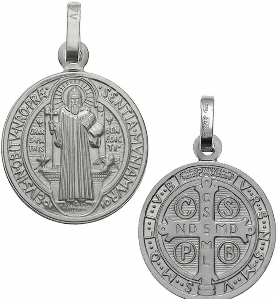 Online D Jewelry 925 Sterling Silver Saint Benedict Charm Pendant Made In Italy, 15Mm Diameter