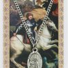 Hot McVan St George Prayer Card With Medal Charm Patron Saint Catholic Christian Pendant