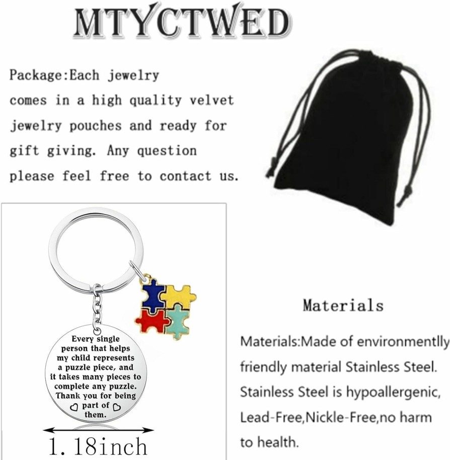 Clearance MTYCTWED Mtyctwed Autism Awareness Keychain Autism Awareness Gift Autistic Teacher Therapist Appreciation Gift