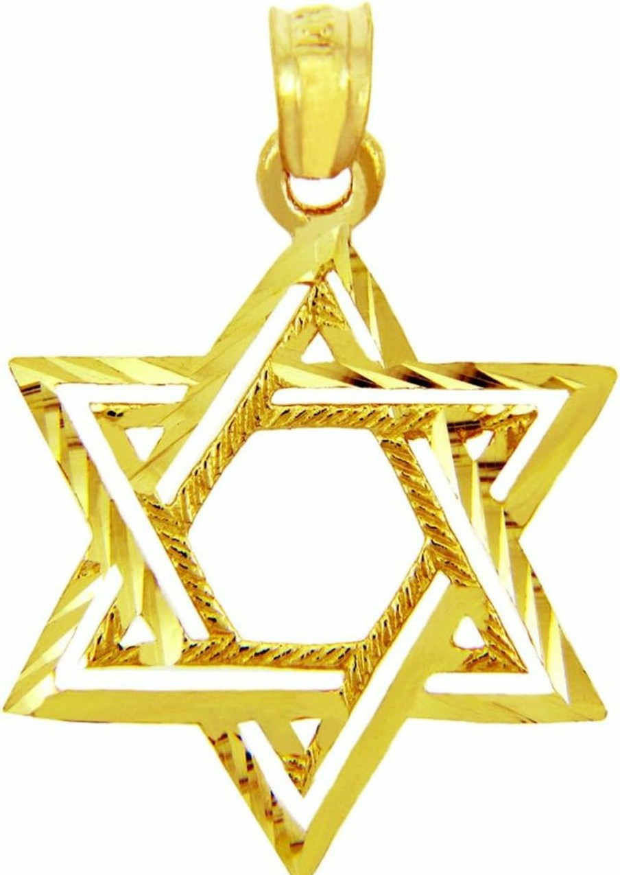 Hot Claddagh Gold Jewish Charms And Pendants - Double Star Of David (10K Gold)