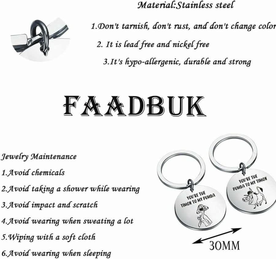 Clearance FAADBUK Faadbuk King Lion Cartoon Movie Inspired Gift Timon And Pumba Gift Best Friend Keychain You'Re The Timon To My Pumba